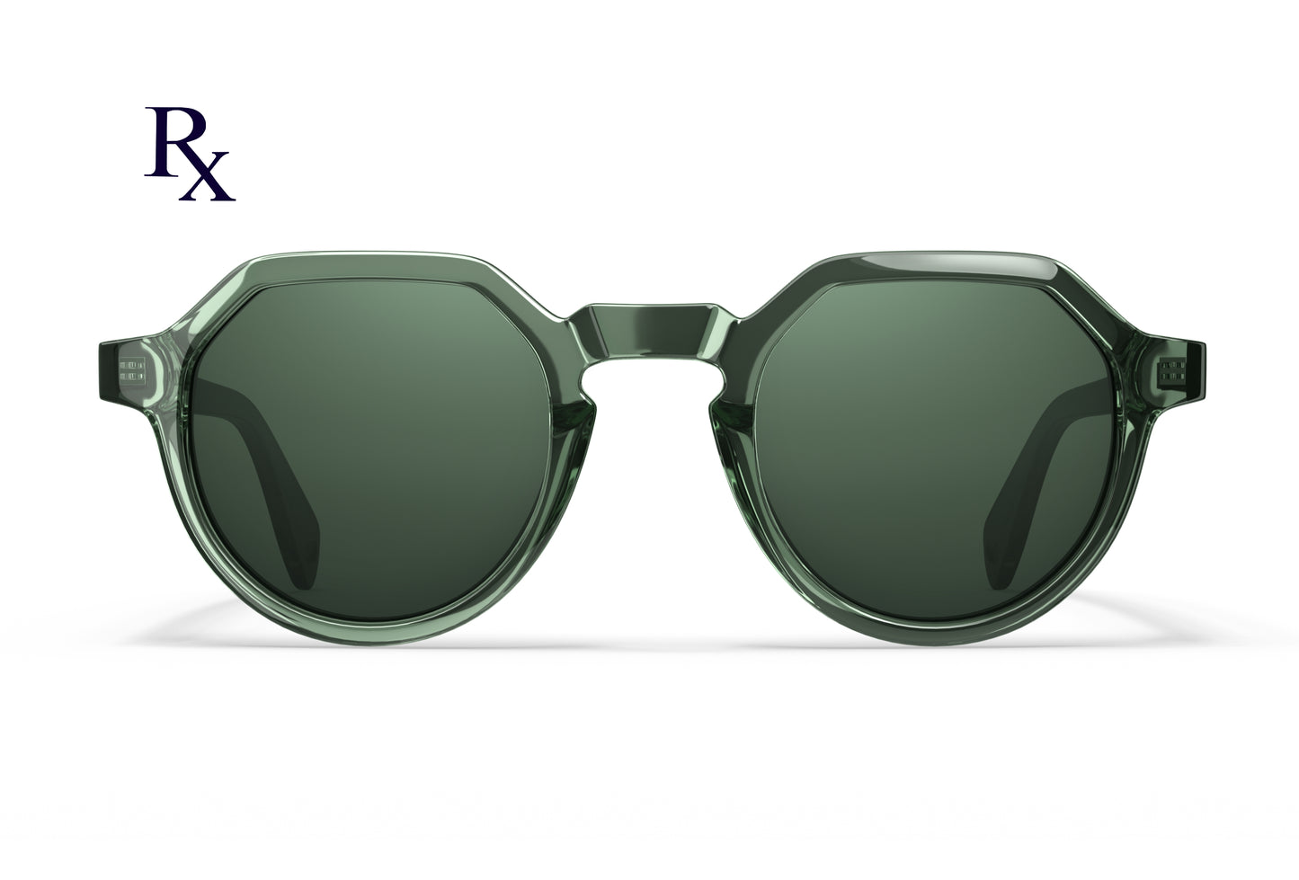 Front view Arlo Rx sunglasses in green