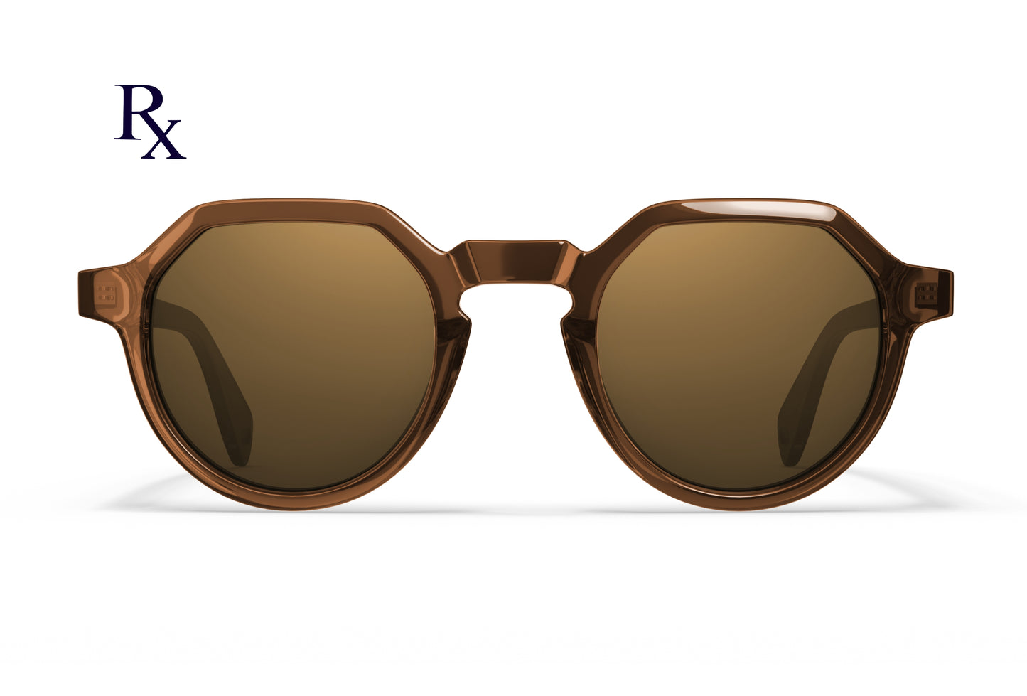 Front view of Arlo Rx sunglasses in brown