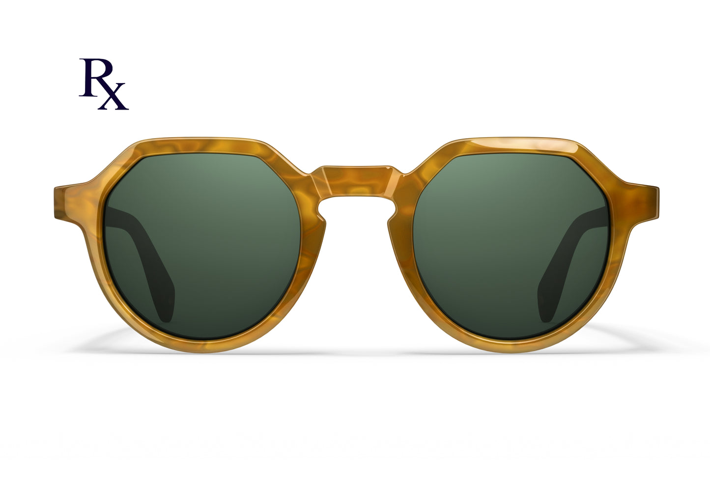 Front view Arlo Rx sunglasses in horn