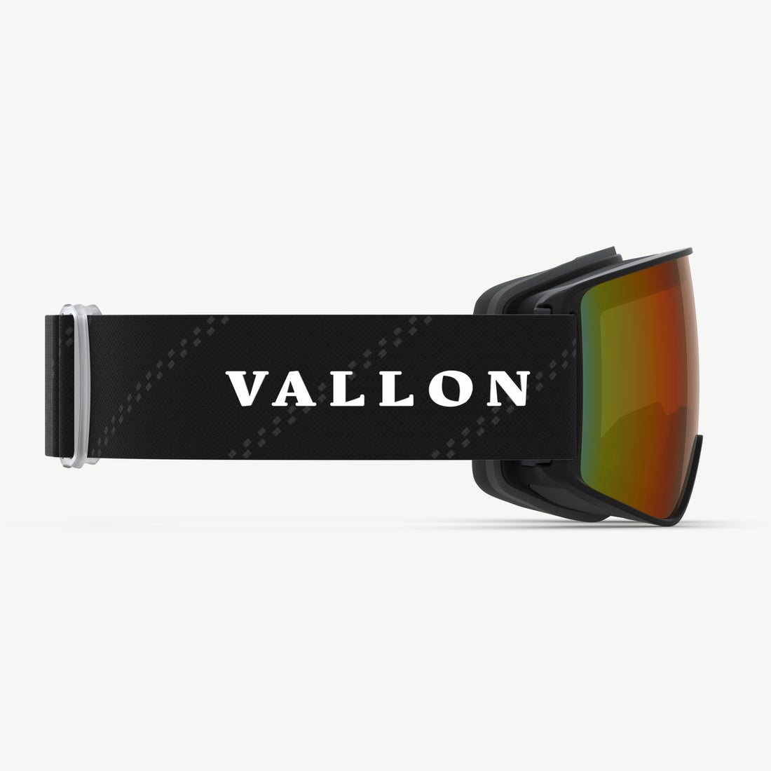 Side view of Crossroads ski goggles from VALLON with ZEISS toric lens and orange lens coating