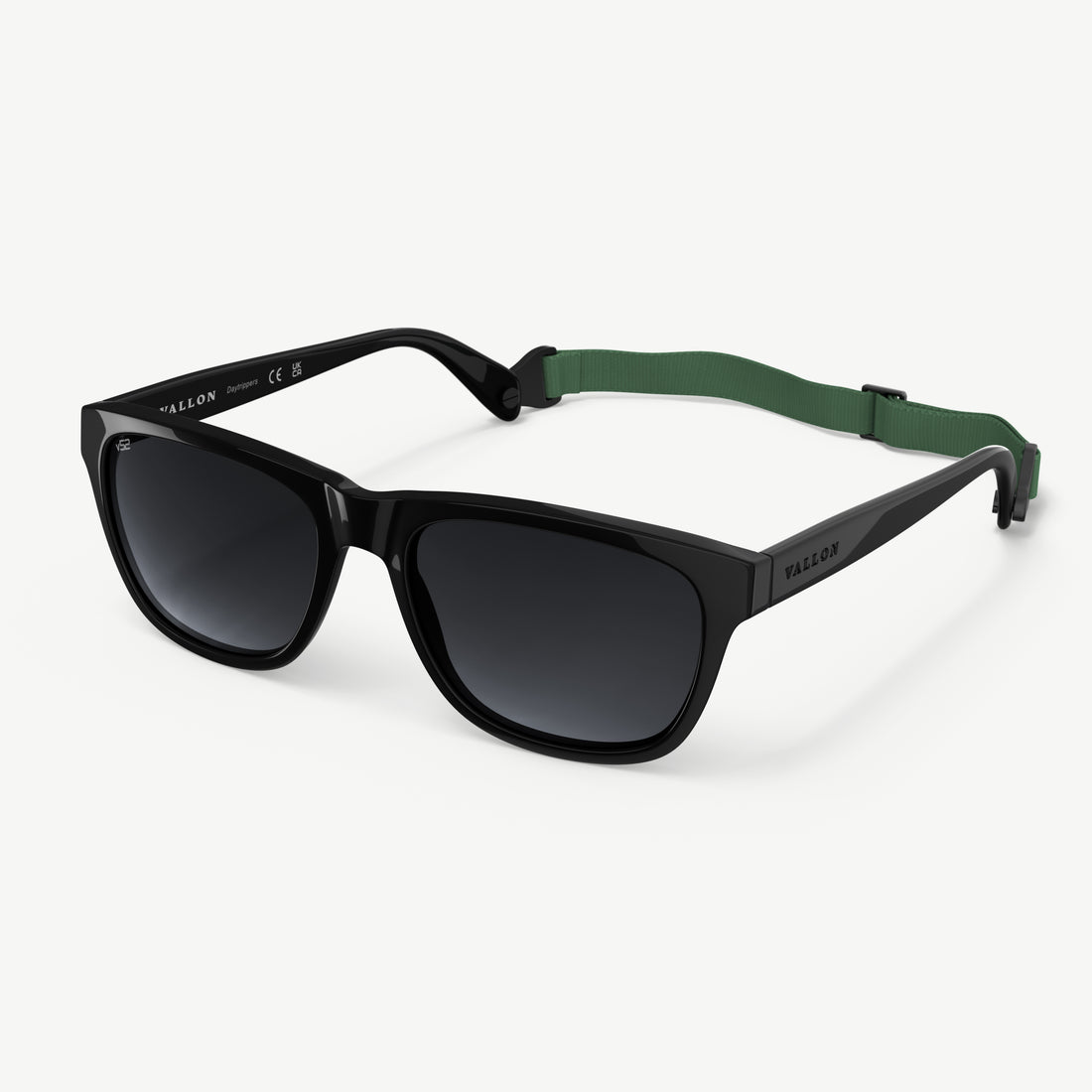 VALLON 60s-inspired Daytrippers sunglasses in Black with V52 optics and detachable sports headstrap