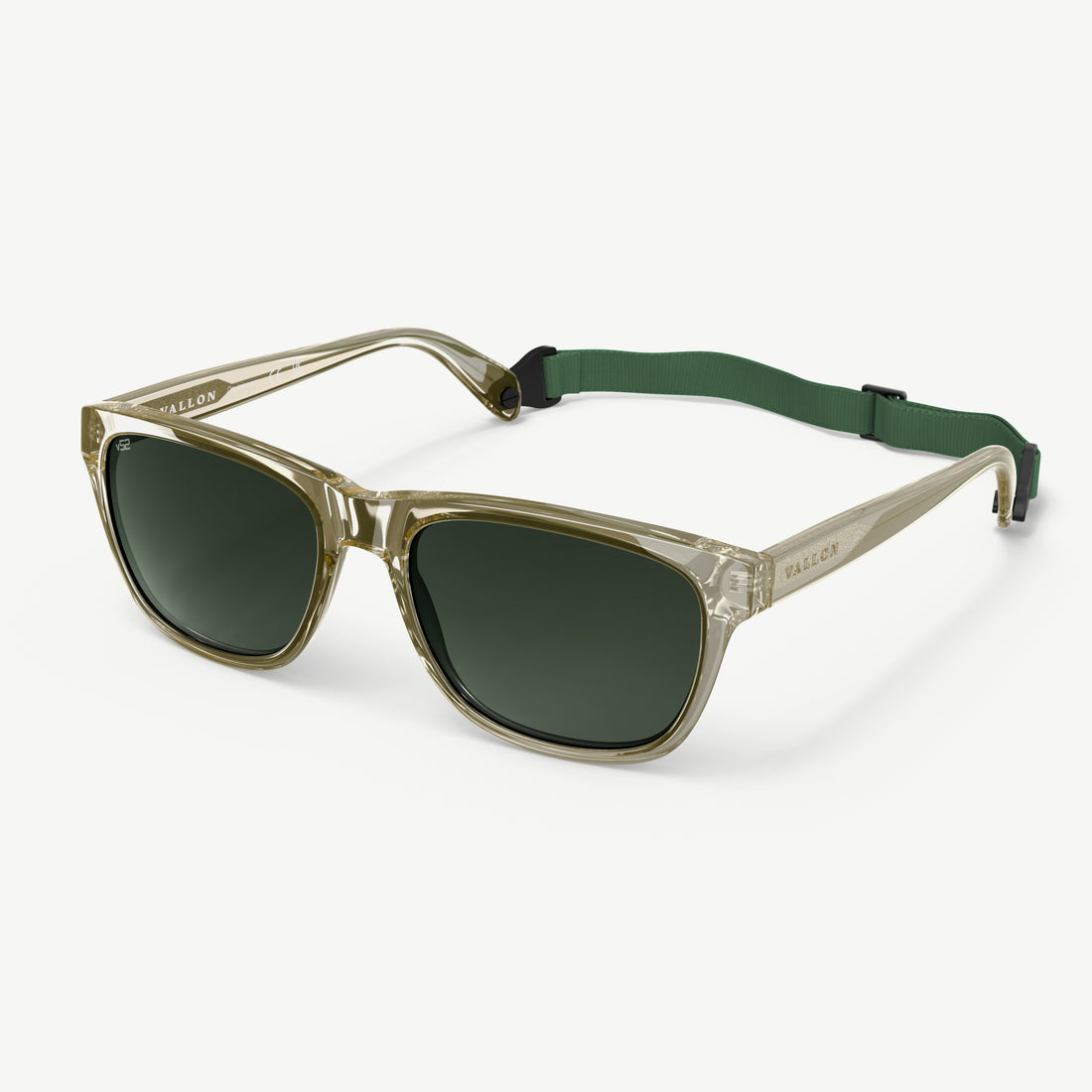 VALLON 60s-inspired Daytrippers sunglasses in Sage with V52 optics and detachable sports headstrap
