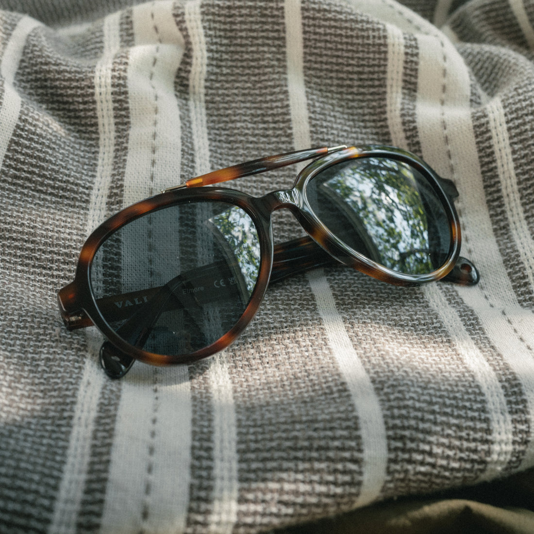 Ella Dark Tortoise polarized brow-bar aviator sunglasses from VALLON