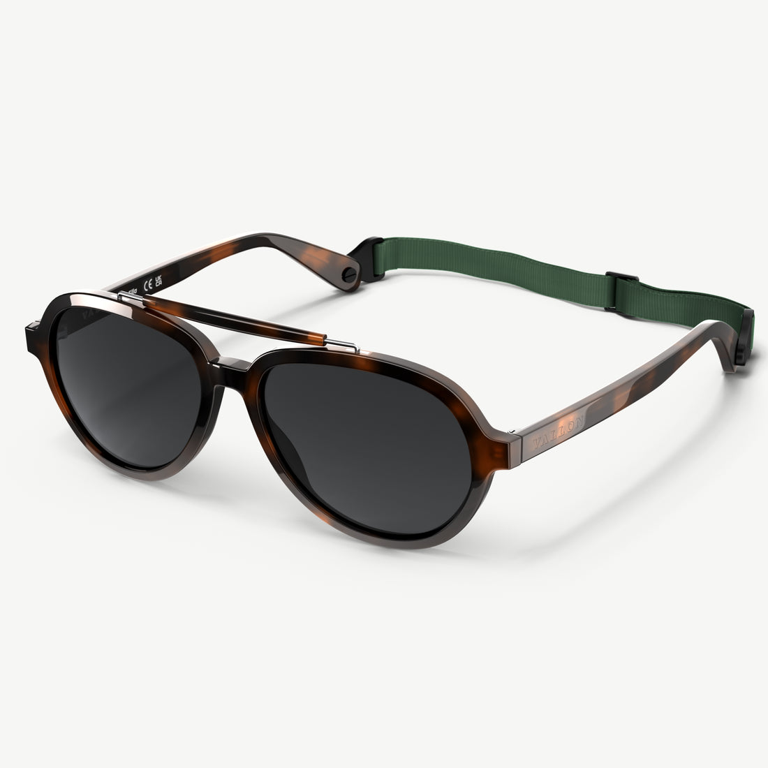 Ella polarized aviator sunglasses for women from VALLON in dark tortoise color