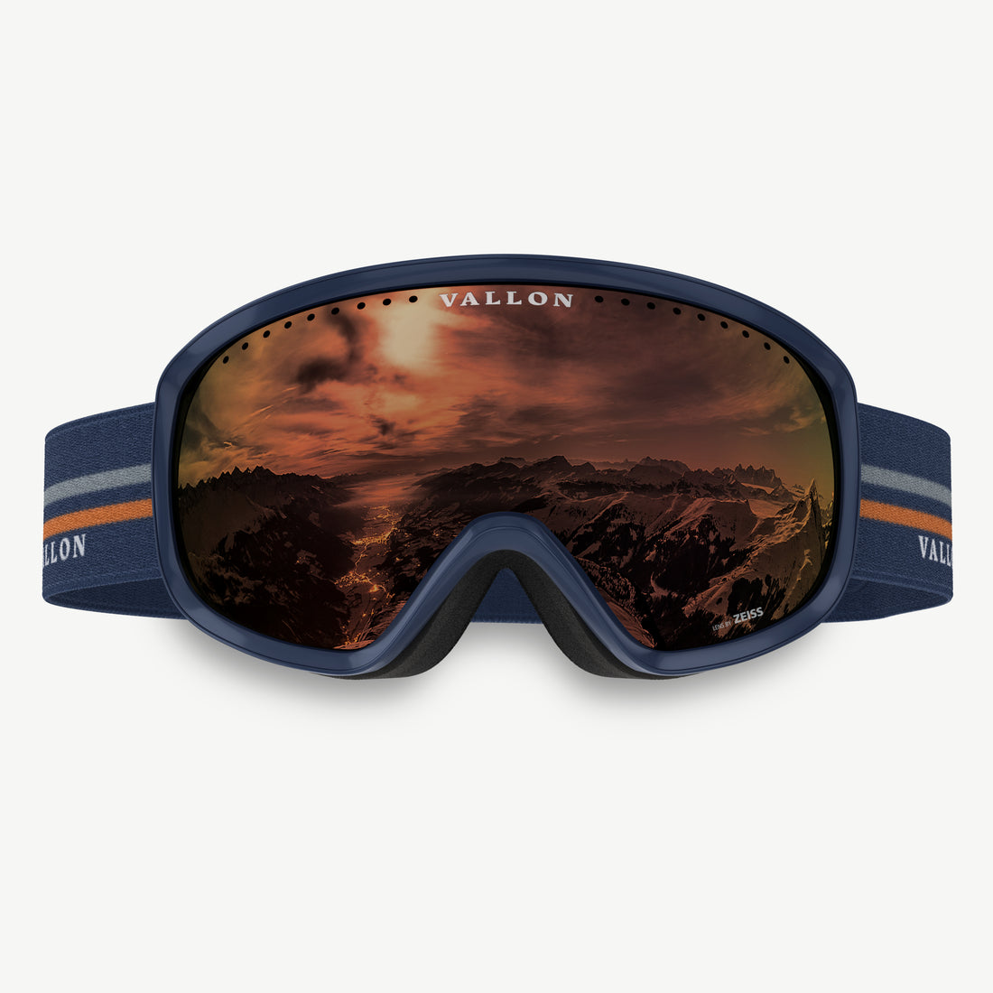 Classic 80s-style Freebirds ski goggles from VALLON in Blue-Copper