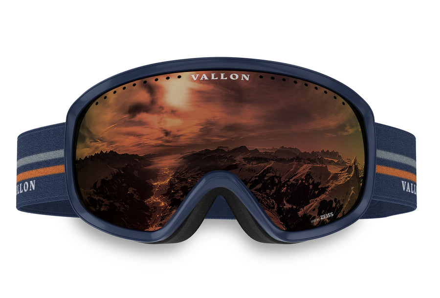 Freebirds Blue and retro ski goggles with copper lens