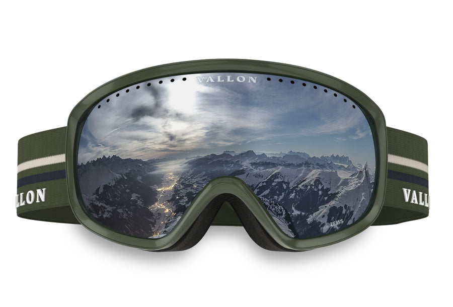 Freebirds Green and retro ski goggles with mirrored lens