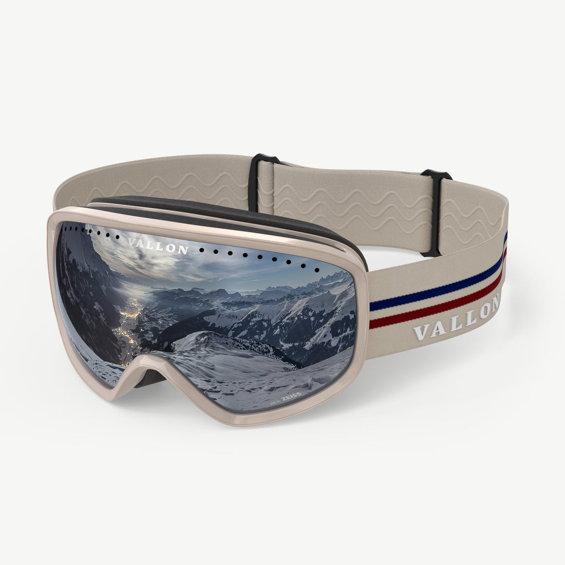Side view of Classic 80s-style Freebirds ski goggles from VALLON with ZEISS optics
