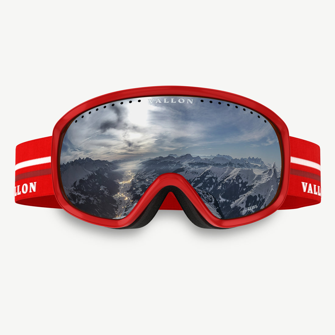 VALLON 80s-inspired retro Freebirds goggles for skiing in classic Red-Silver