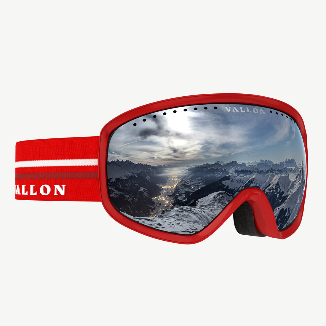 VALLON 80s-inspired retro Freebirds goggles for skiing with ZEISS optics in Red-Silver