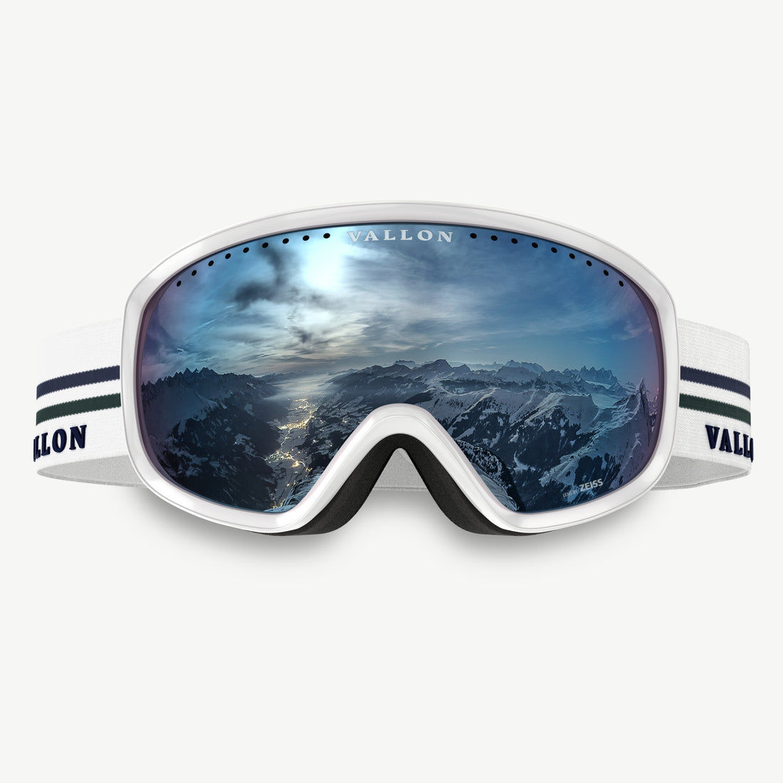 Classic 80s-style Freebirds ski goggles from VALLON in White-Sky