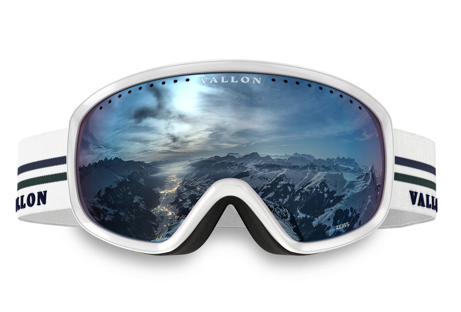 Freebirds white and retro ski goggles with sky lens