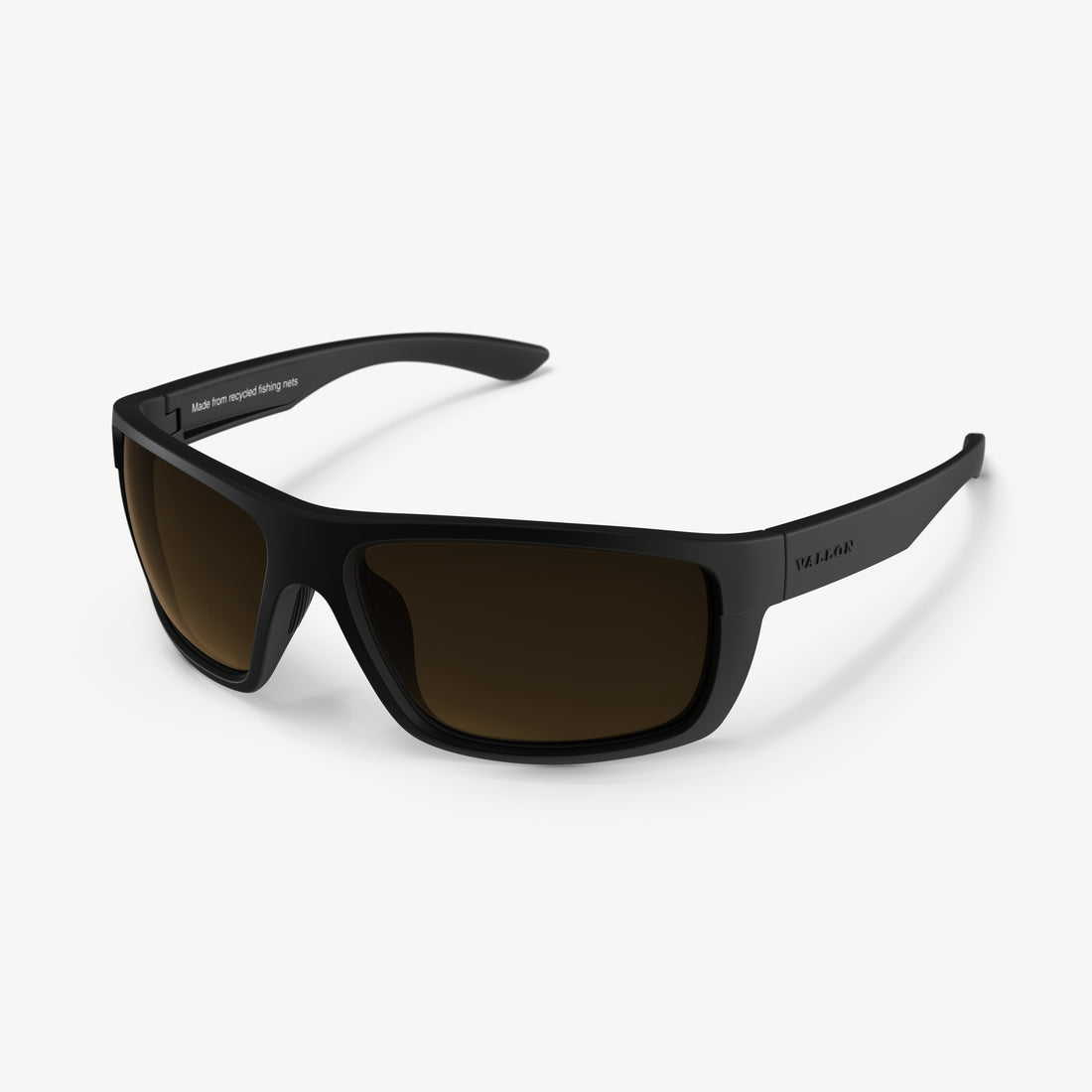 Side view of Freshwater Revivals fishing sunglasses from VALLON with sustainable frames and V52 polarized optics in black