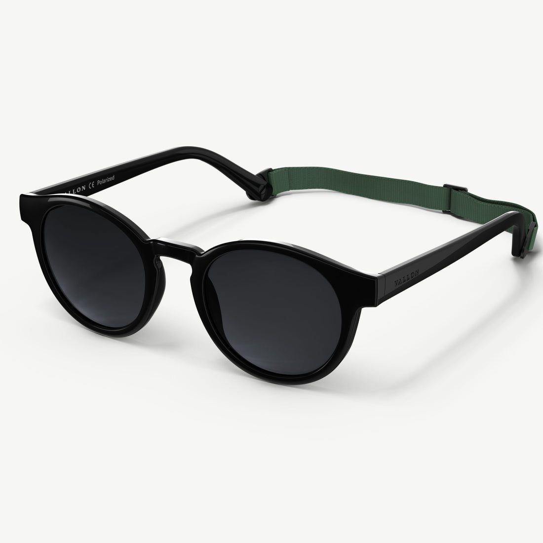 Waylons round sunglasses from VALLON with detachable sports headstrap in black