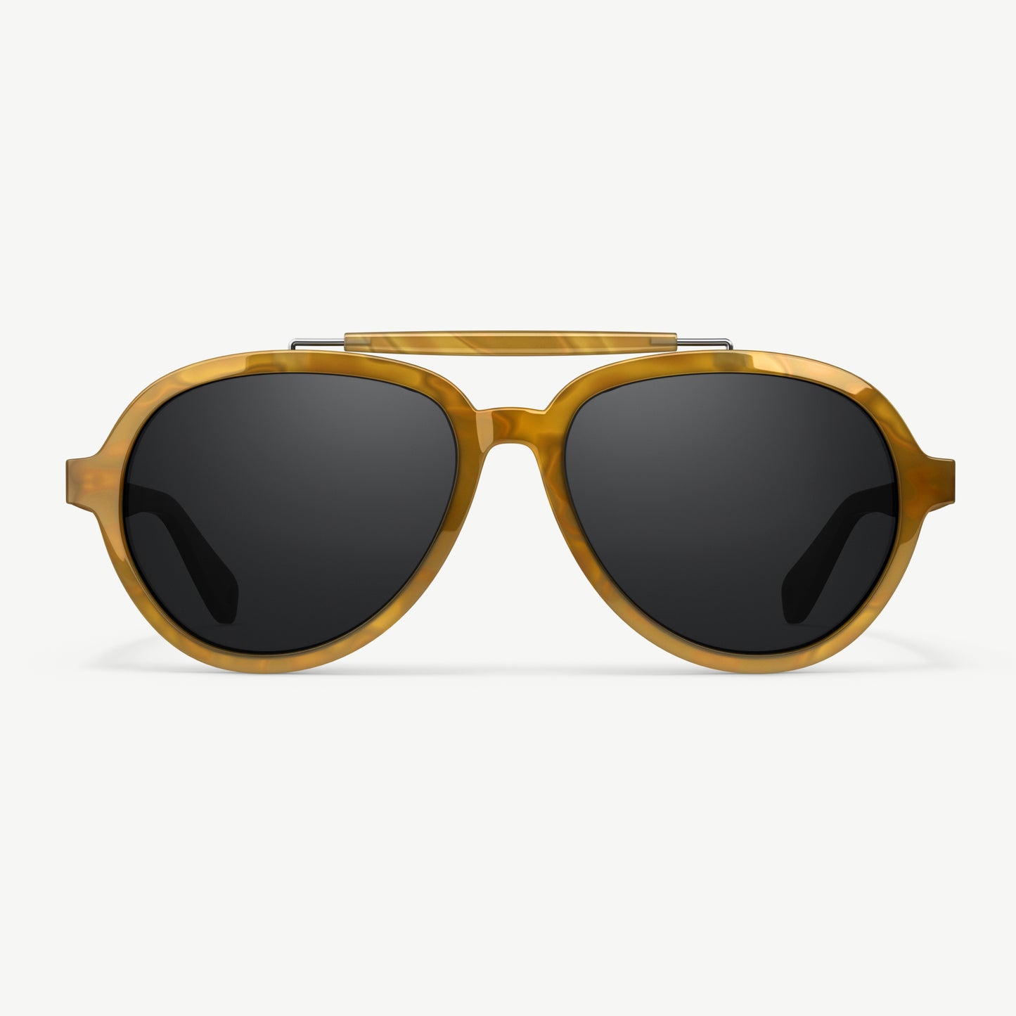 Front view of VALLON Ella aviator sunglasses for women in Dark Tortoise with polarized V52 lenses and acetate frame