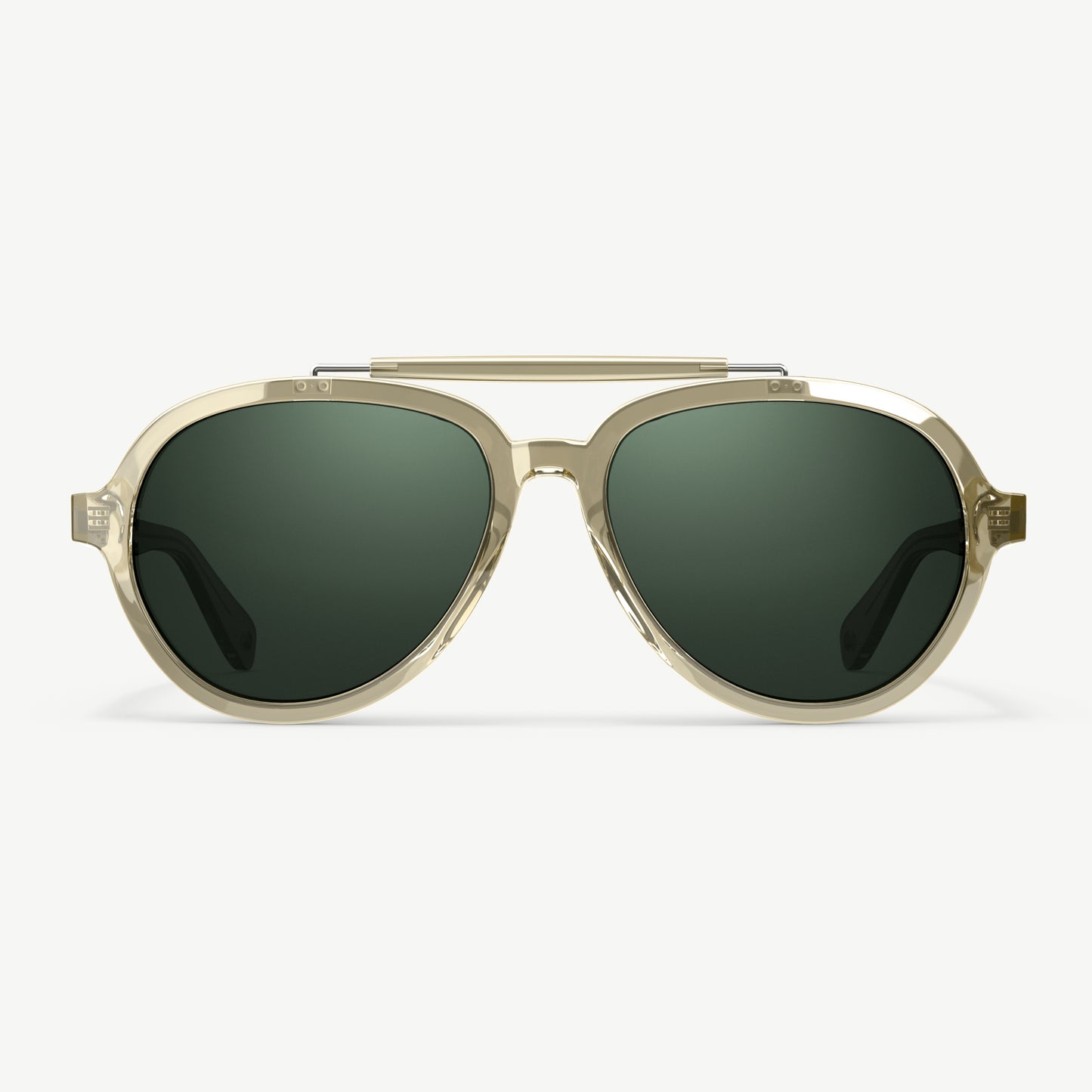 Front view of VALLON Ella aviator sunglasses for women in Dark Tortoise with polarized V52 lenses and acetate frame