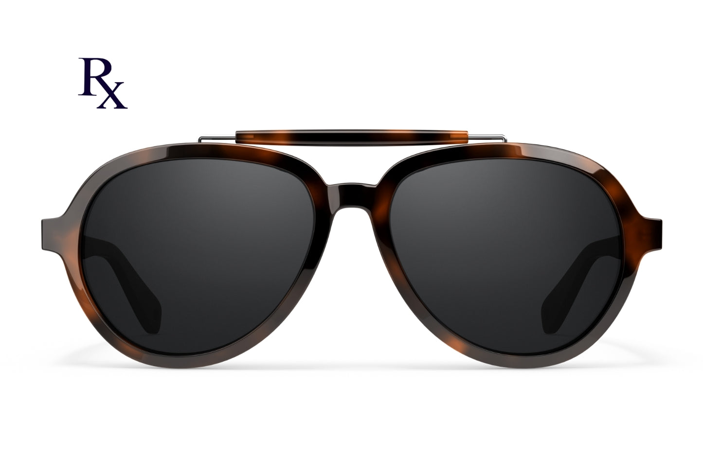 Front menu Ella Rx prescription aviators from VALLON in Dark Tortoise