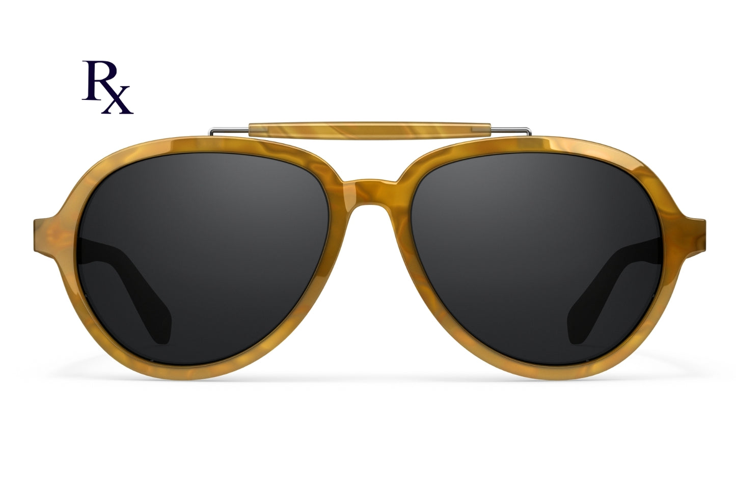 Front menu Elmore Rx prescription aviators from VALLON in Horn