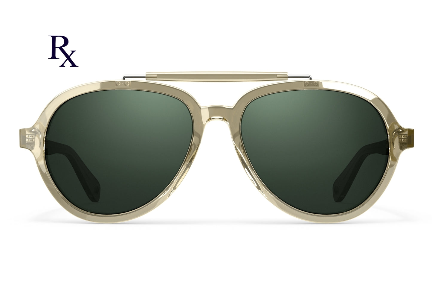 Front menu Elmore Rx prescription aviators from VALLON in Sage