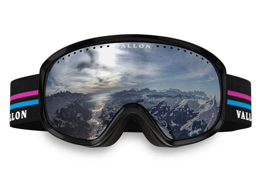 Freebirds Black Neon Silver and retro ski goggles with mirror lens