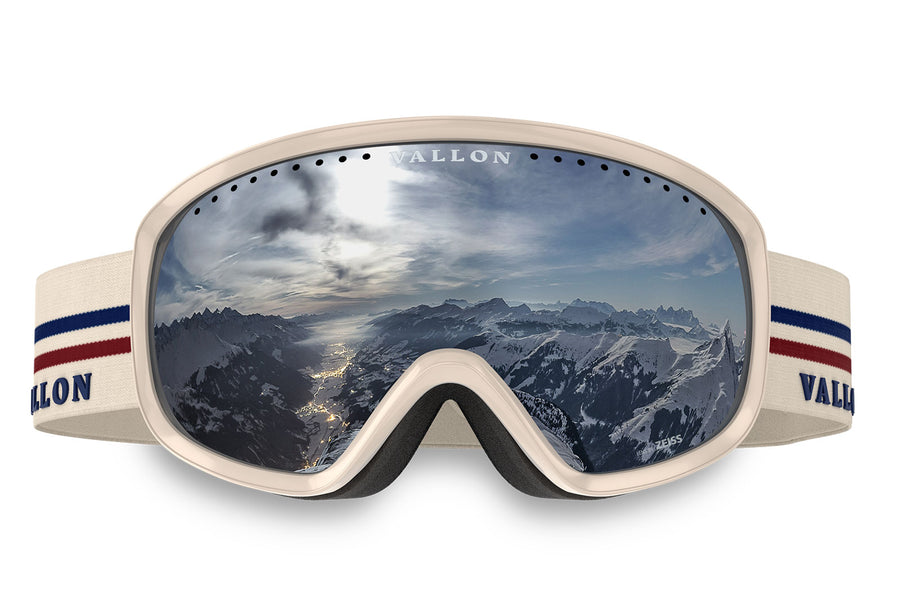 Freebirds off-white and retro ski goggles with sky lens