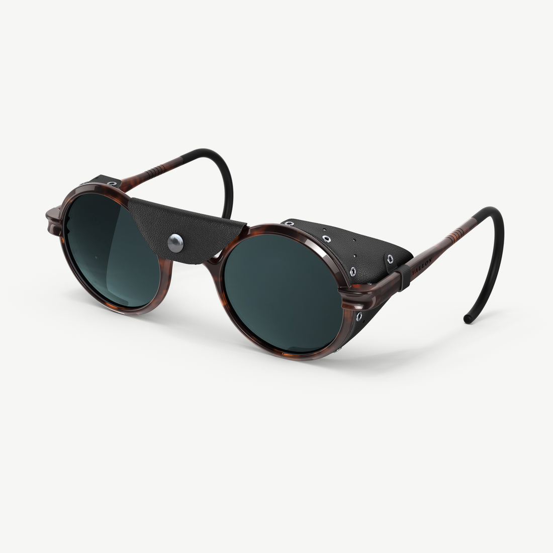 Side view of VALLON Heron Ocean sunglasses that offer Cat. 3 protection, polarized lenses and side shields