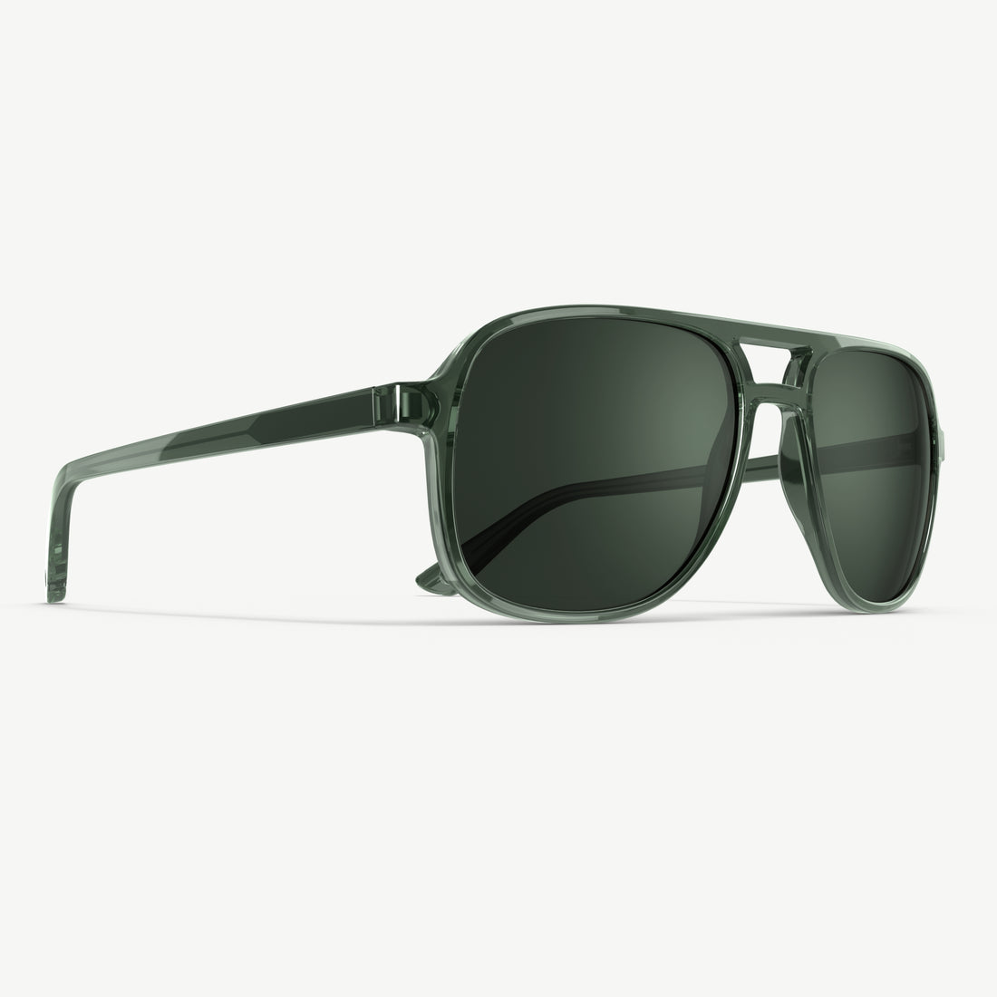 Side view of Howlin' bestselling aviator sunglasses from VALLON with prescription (Rx) lenses in green