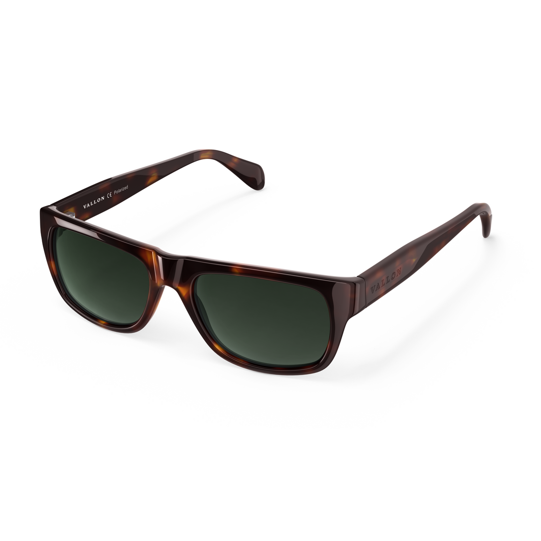 Side view of June Cat. 3 women's rectangular sunglasses from VALLON with V52 optics in dark tortoise
