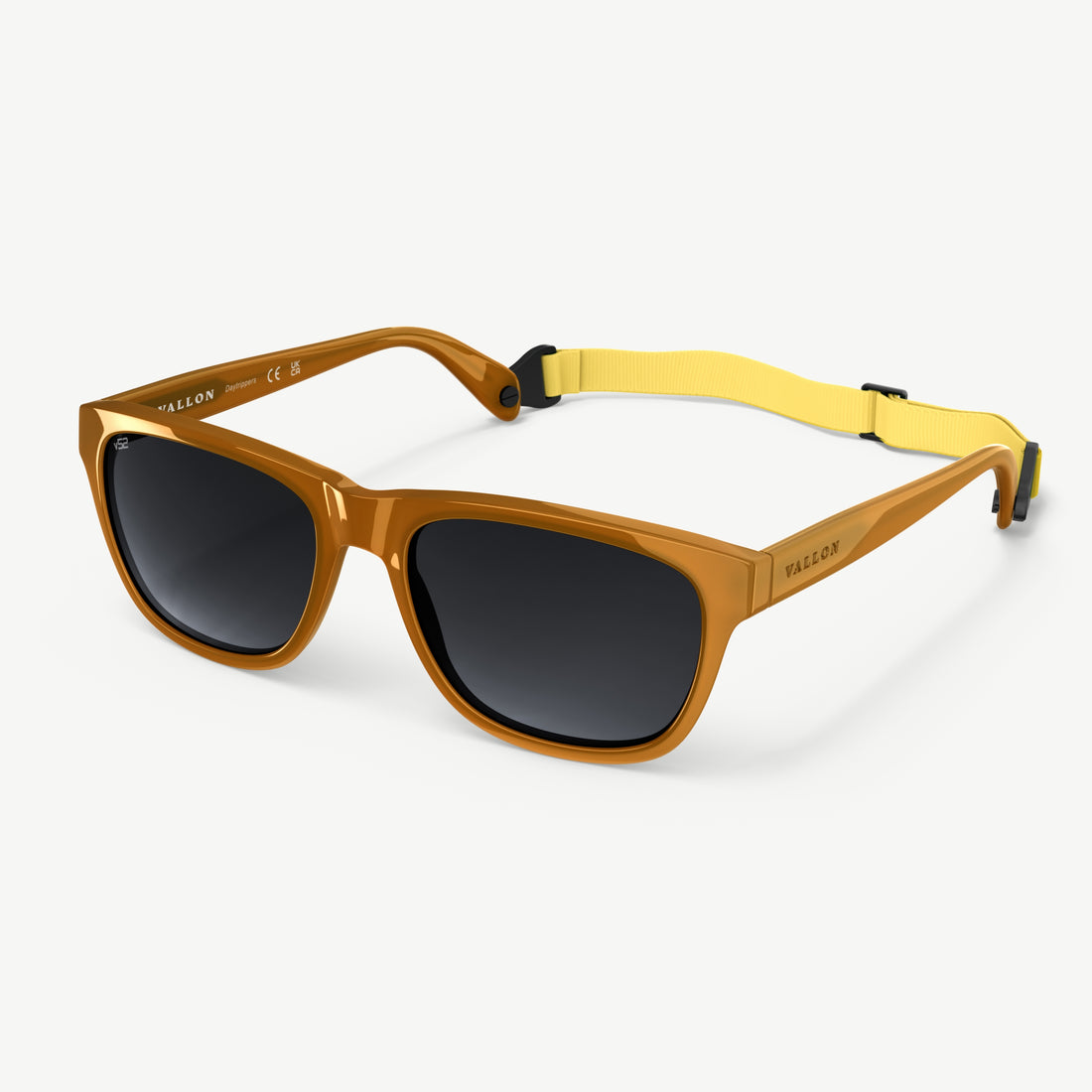 Side view of Megos Edition Daytrippers with V52 optics and yellow headstrap