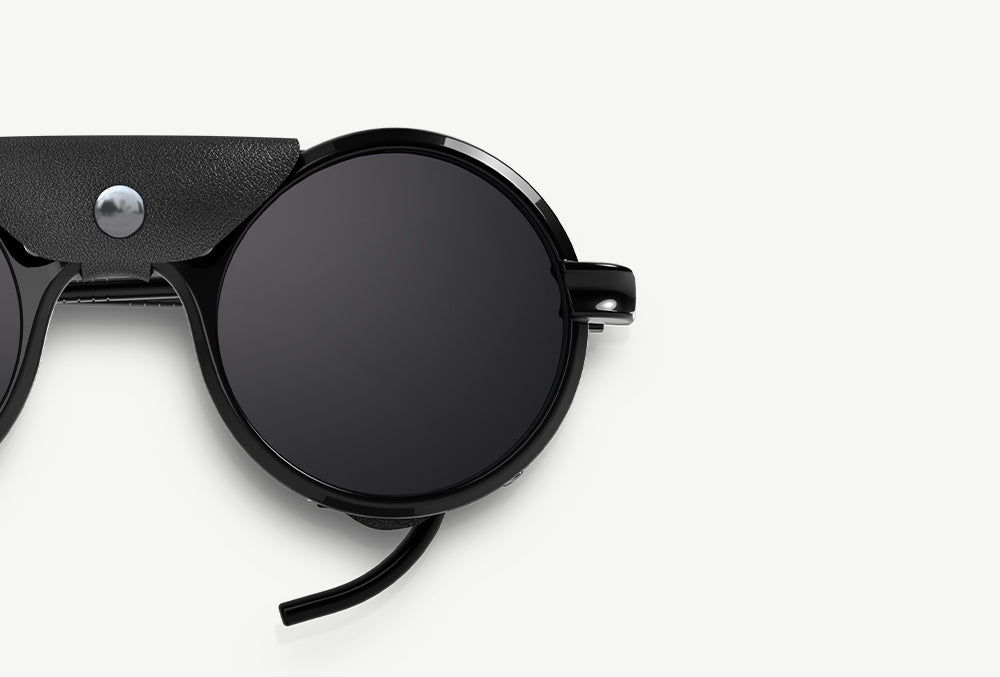 A close-up of Heron Ocean side shield sunglasses with polarized polycarbonate lenses