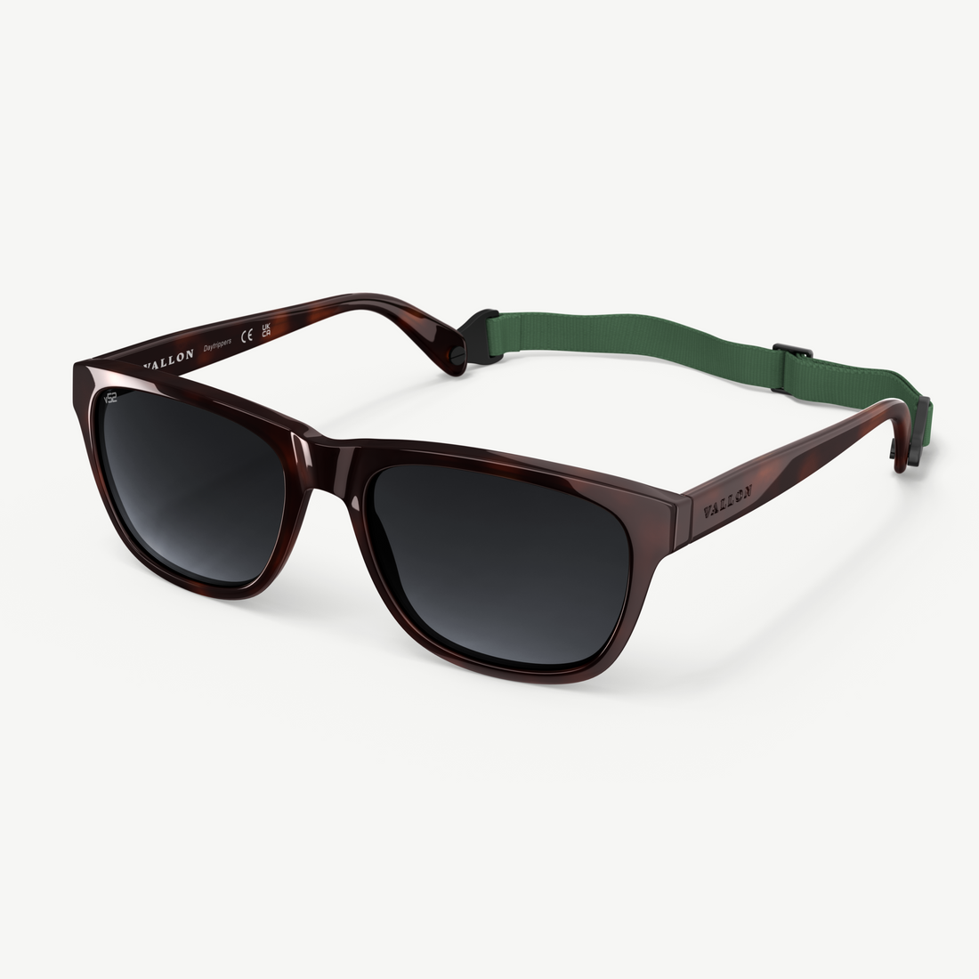 VALLON 60s-inspired Daytrippers sunglasses in Dark Tortoise with V52 optics and detachable sports headstrap