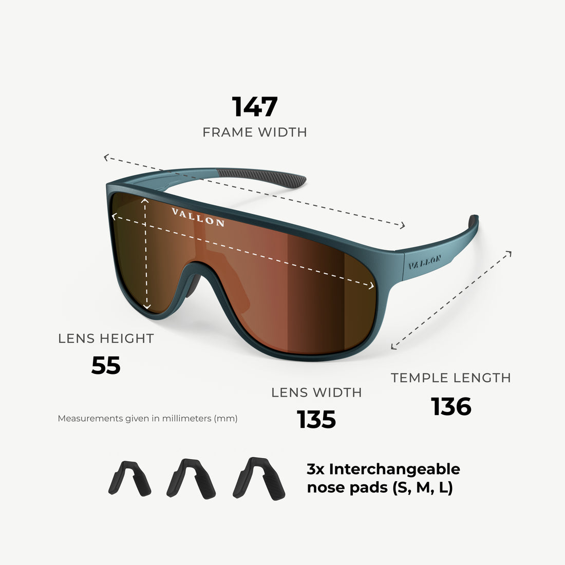 Watchtowers shield sunglasses from VALLON with ZEISS lenses size guide