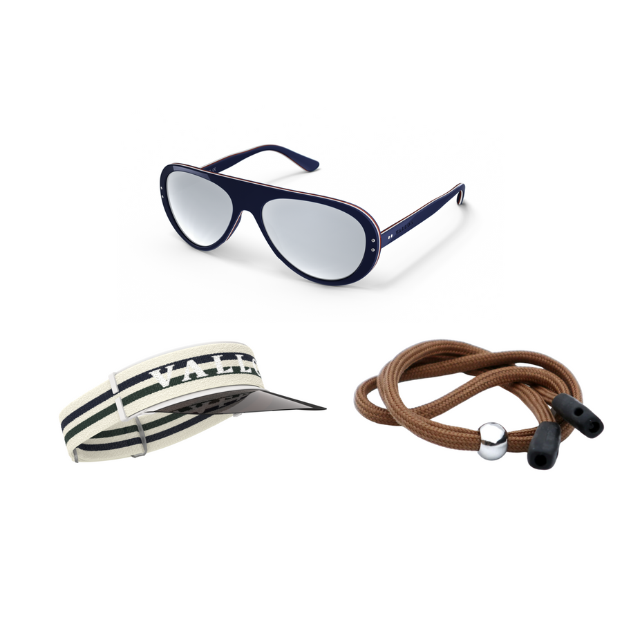 Tricolor Blue / Off-White / Brown