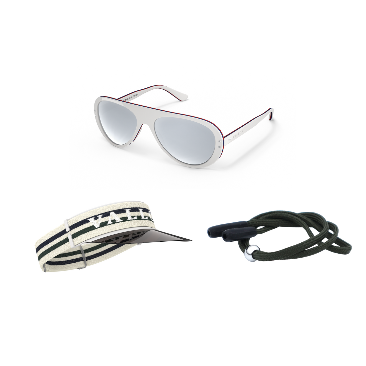 Tricolor White / Off-White / Green