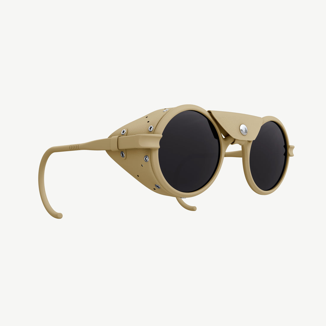 Side view of Heron Desert polarized side shield sunglasses with Cat. 3 protection for desert adventures from VALLON