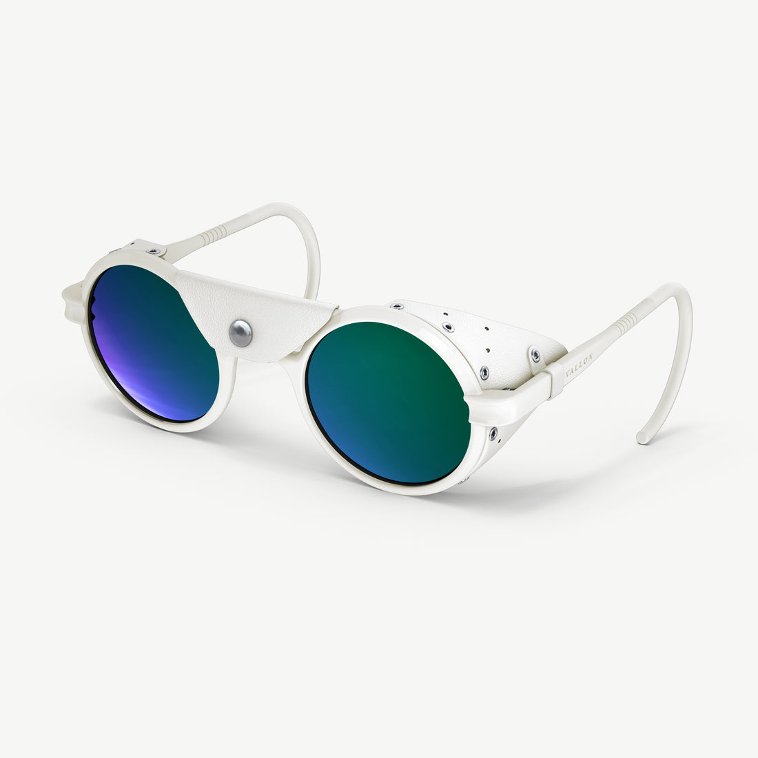 Heron Glacier glasses from VALLON with side shield protection in Off-White-Green
