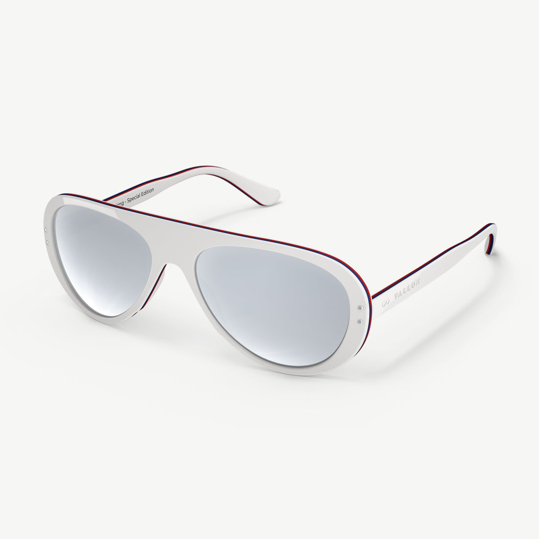 Wayne Wong's iconic 70s Ski Aviators in white tricolor from VALLON