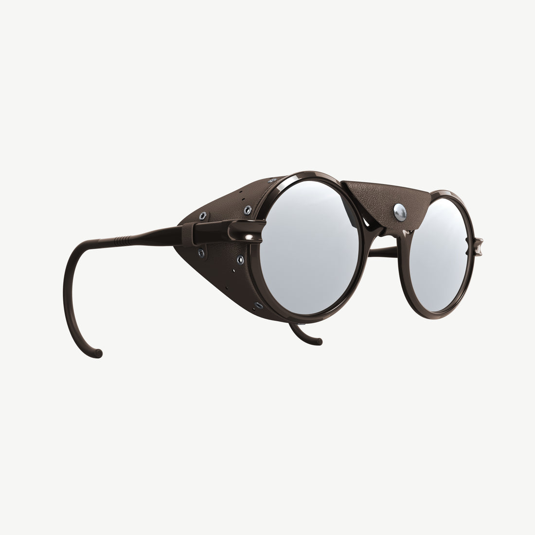 Heron Glacier side shield sunglasses from VALLON in brown available with prescription (Rx) lenses