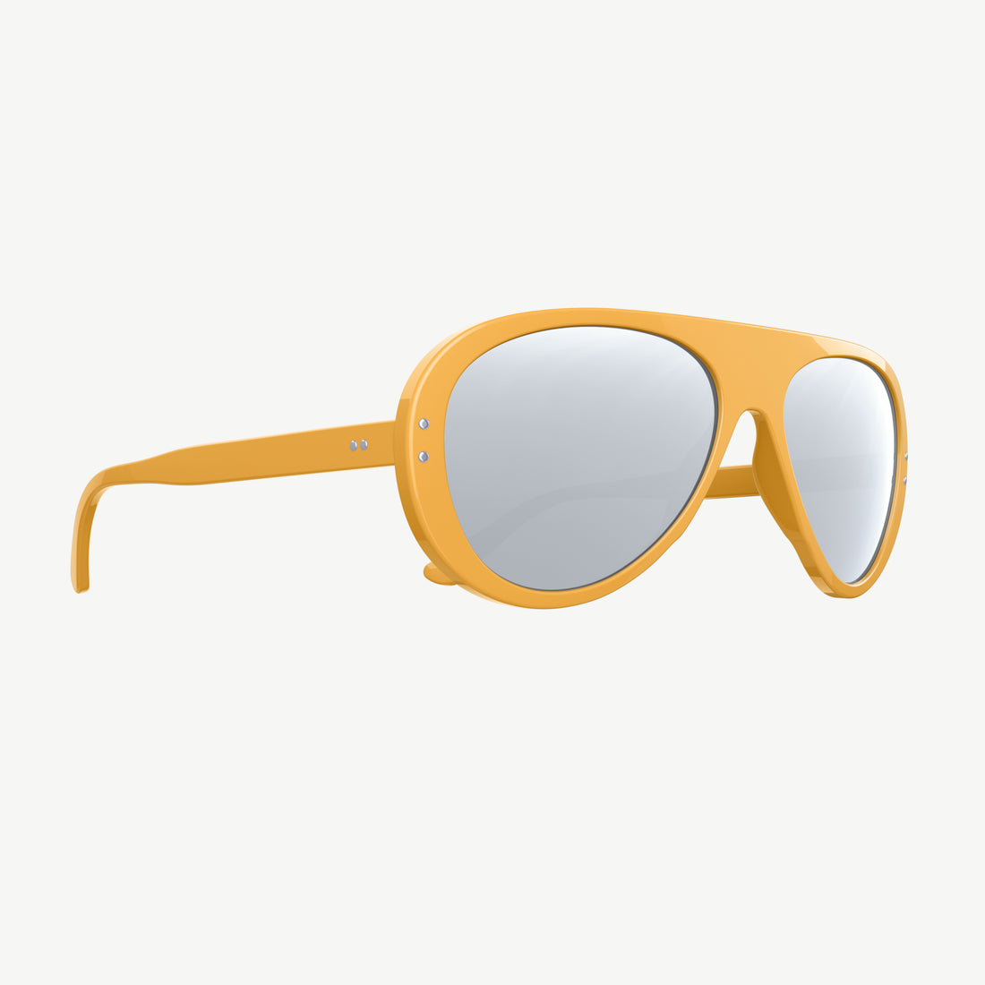 Side view of 70s retro-inspired Ski Aviators in Yellow from VALLON