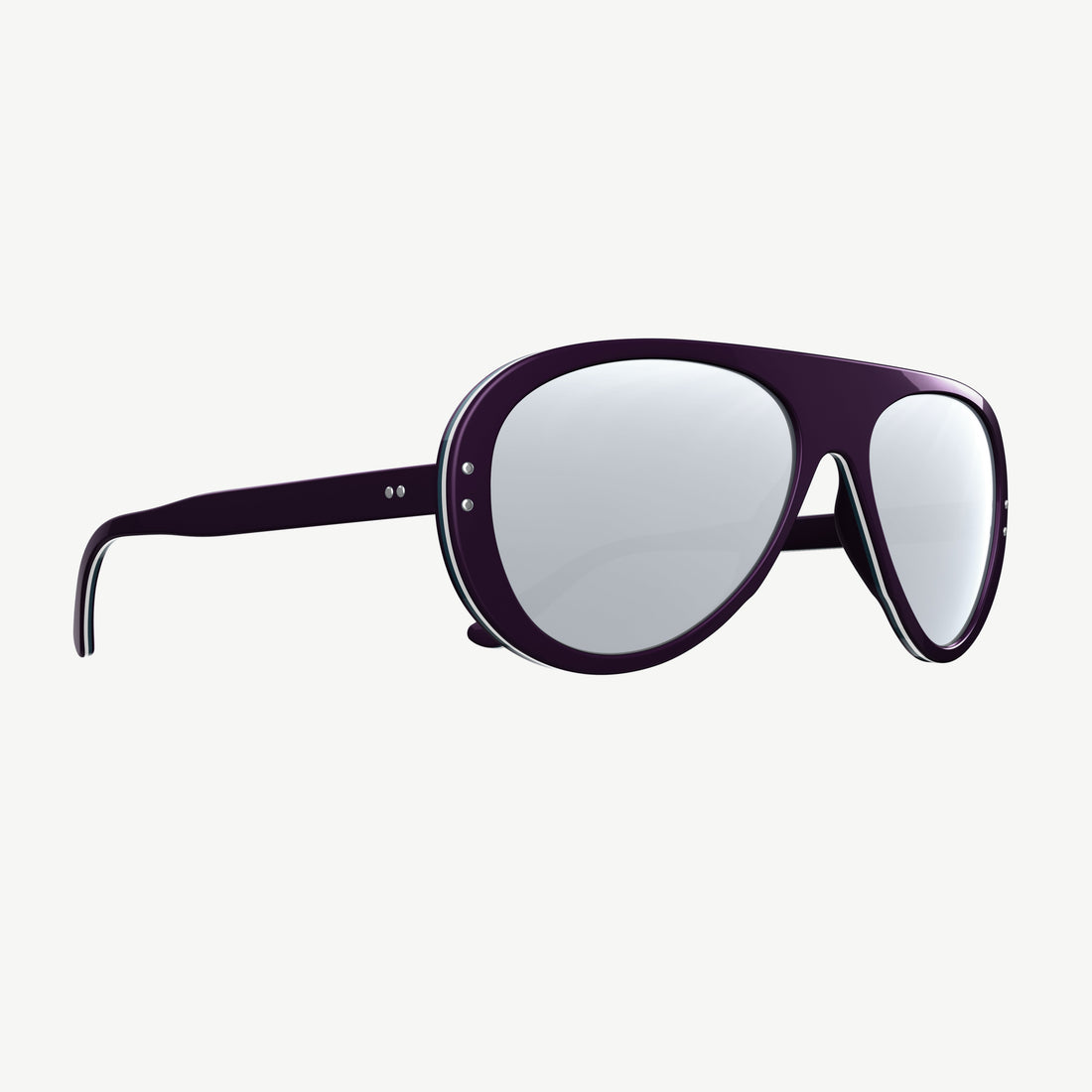 70s-inspired Ski Aviators Tricolor Purple from VALLON with Rx prescription lenses