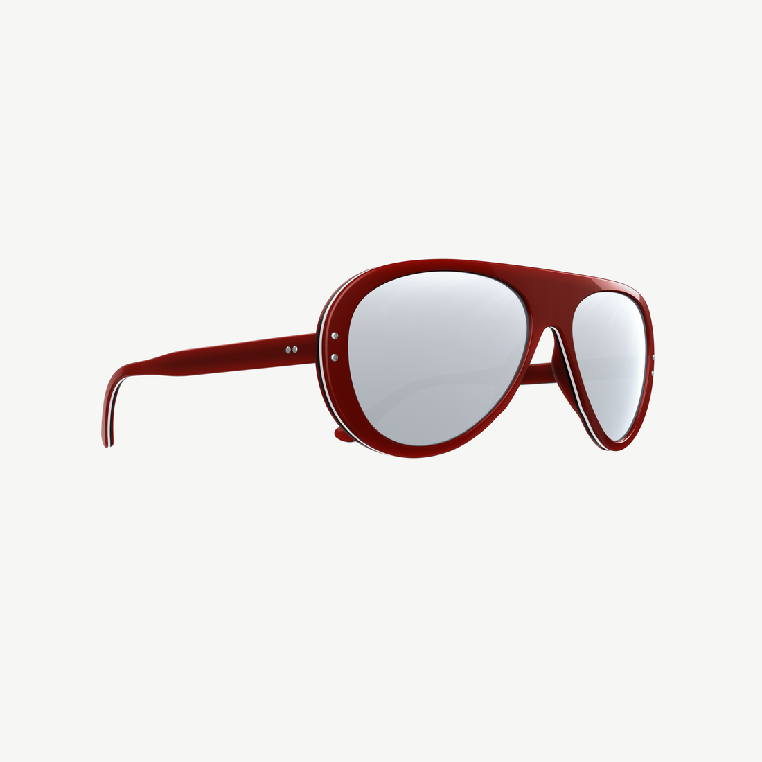 VALLON 70s-inspired Ski Aviators sunglasses in Tricolor Red with mirror lenses