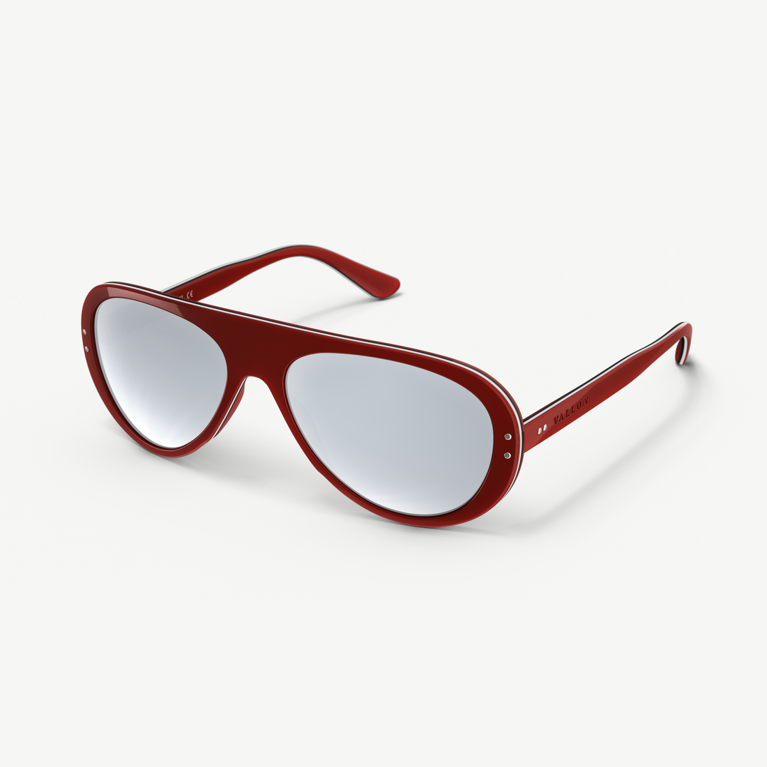 Side view of Ski Aviators Tricolor Red from VALLON with Rx prescription lenses