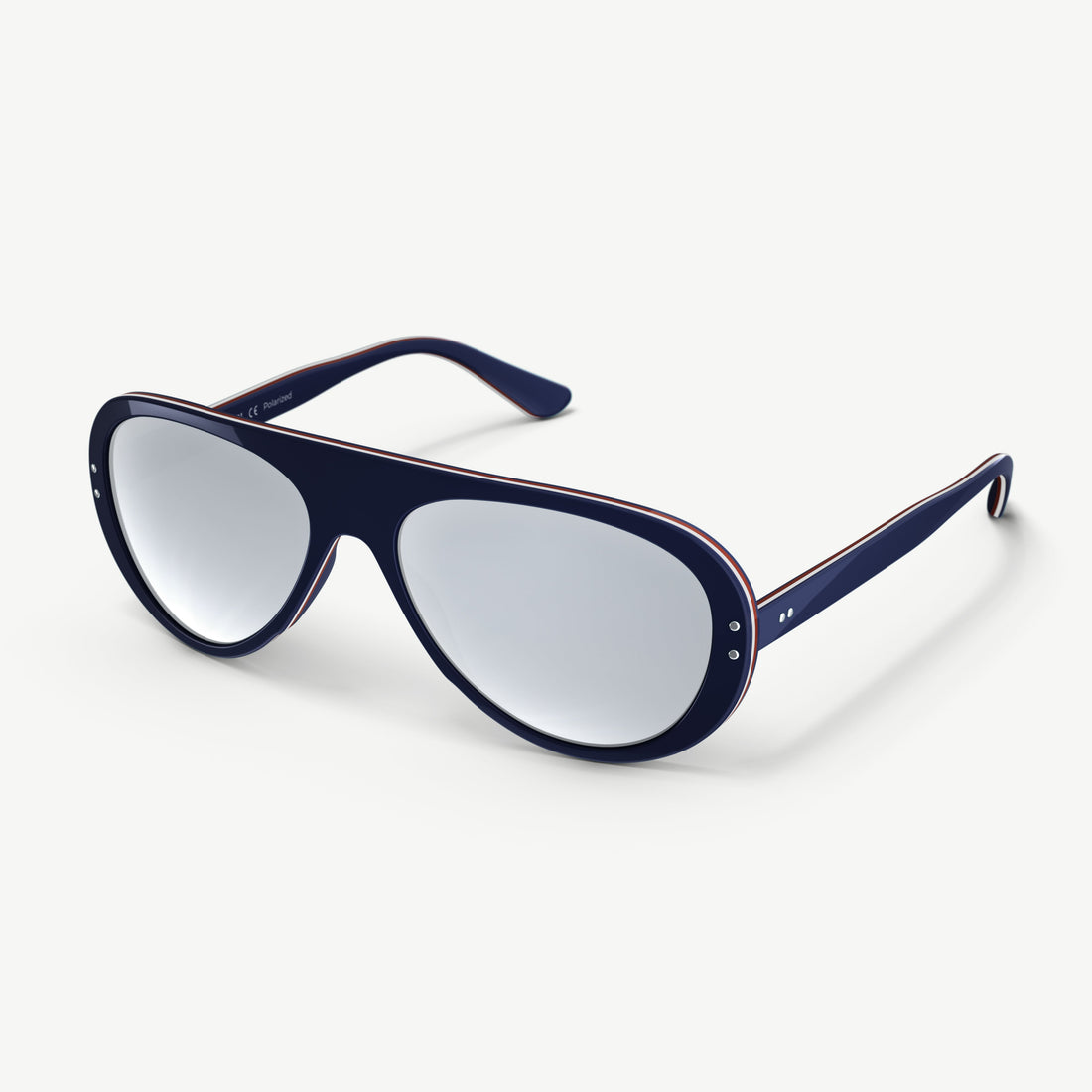 Side view of Ski Aviators Tricolor Blue ski sunglasses from VALLON with Rx prescription lenses