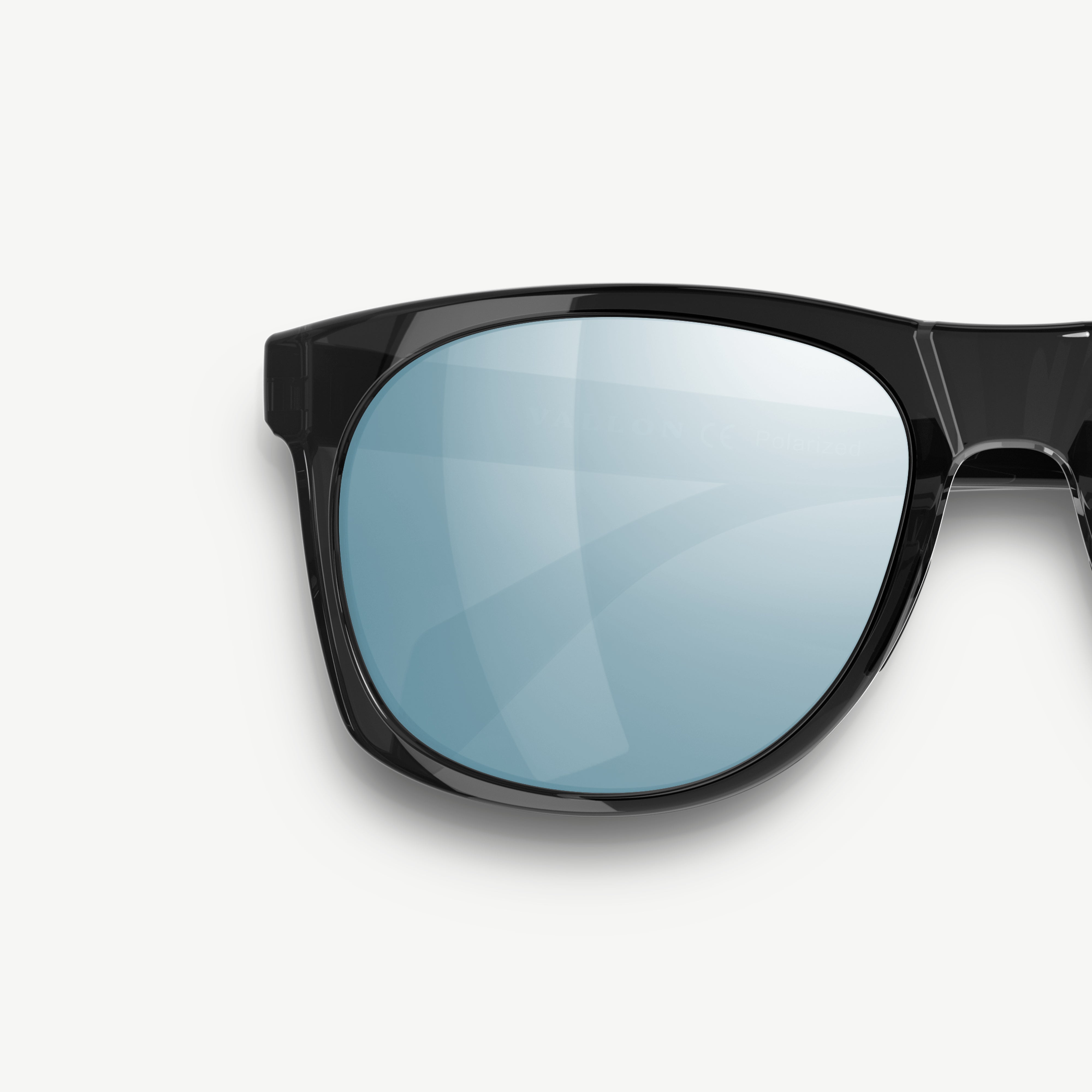 Close up of VALLON Ventures sunglasses lenses with mirror coating