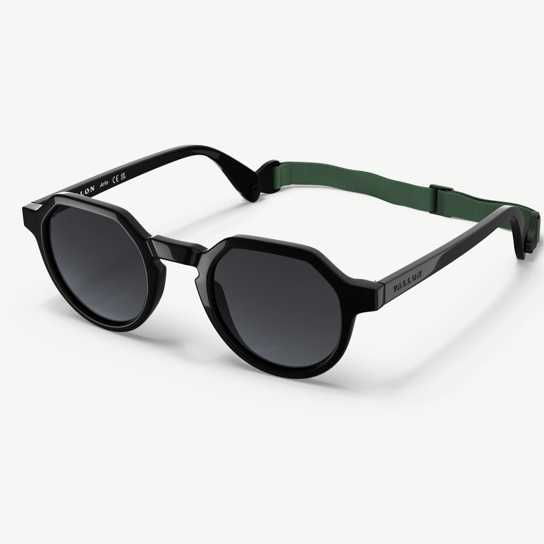 Side view of Arlo polarized geometric sunglasses from VALLON