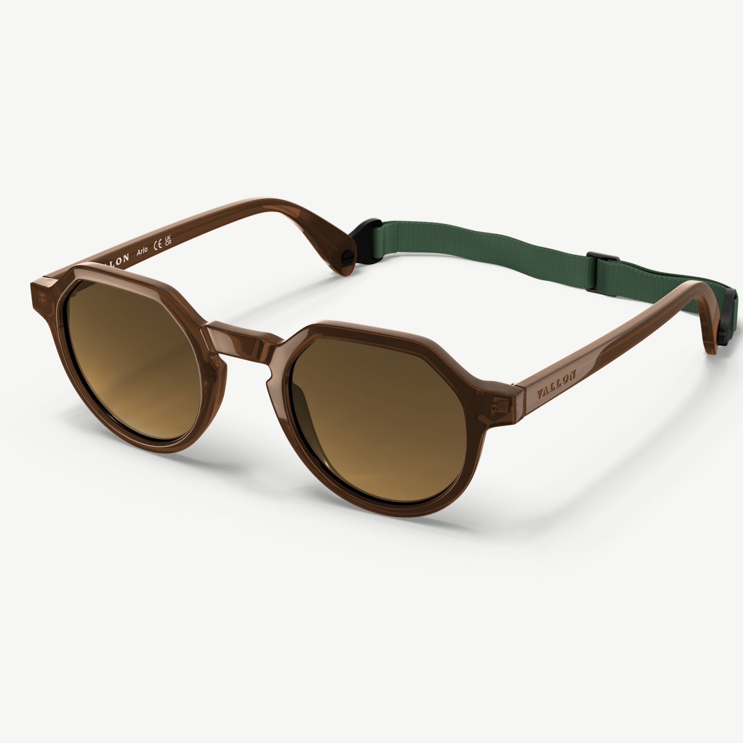 Arlo polarized geometric panto-style sunglasses from VALLON in brown