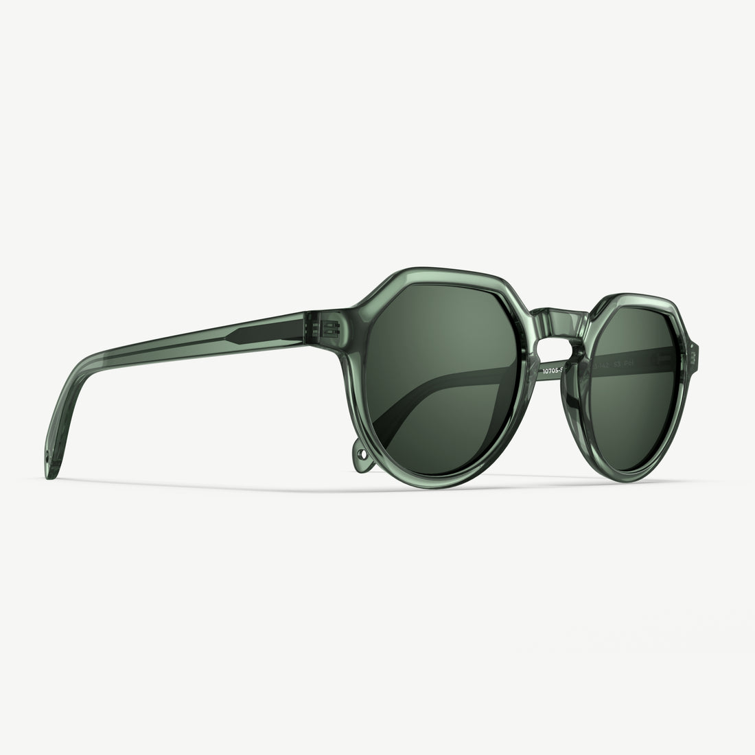 Side view of Arlo geometric sunglasses from VALLON in green