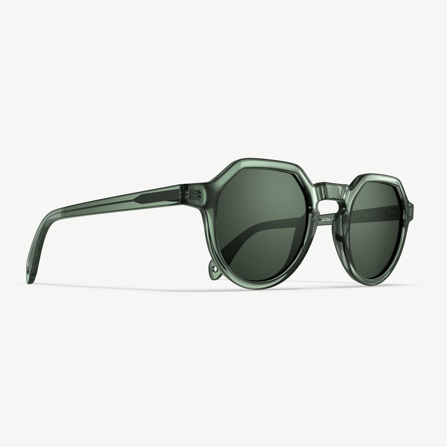 Side view of Arlo geometric sunglasses from VALLON in green