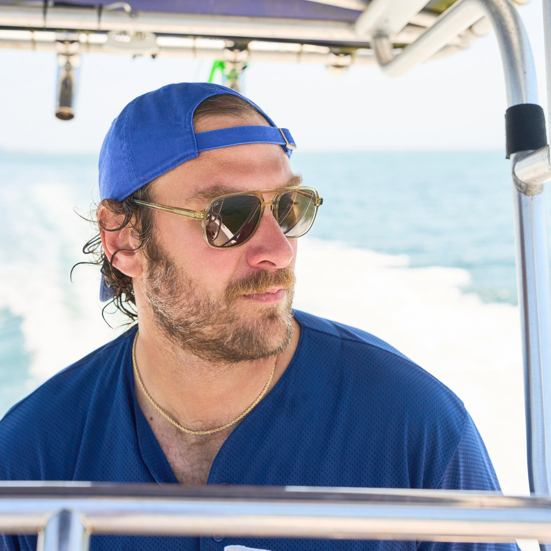 Brad Leone driving a boat