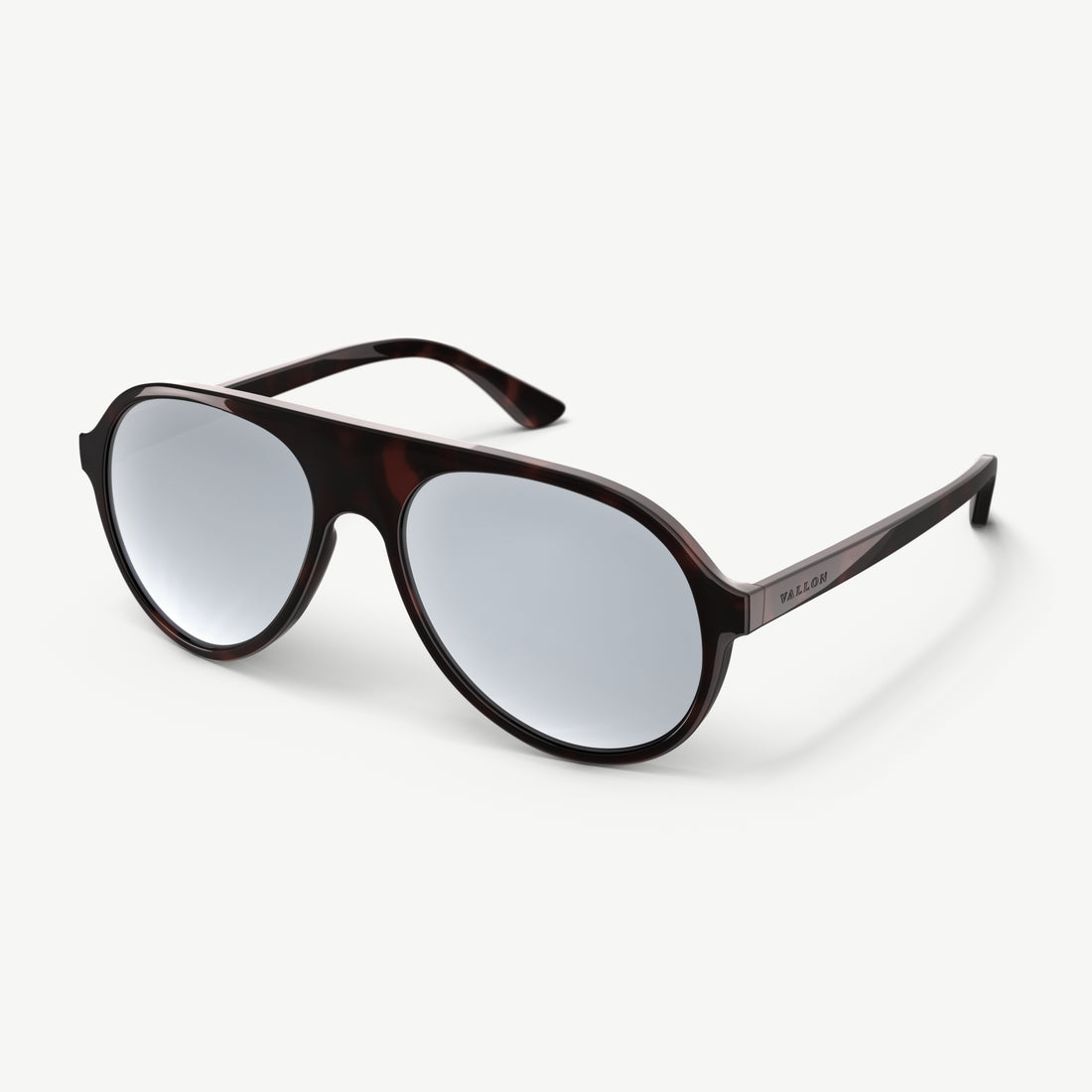 Side view of VALLON 80s-inspired Hazlewood ski sunglasses with full-mirror V52 lenses
